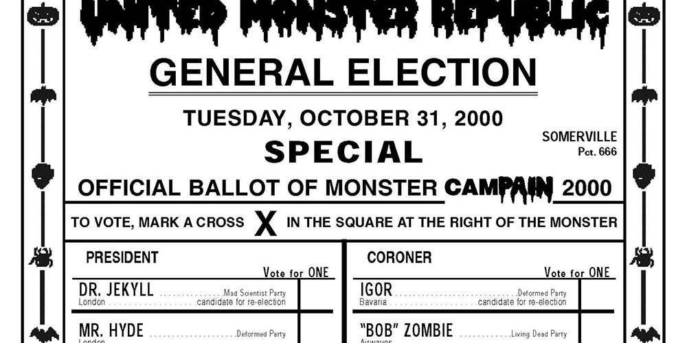 a detail of a mock ballot for Monsters